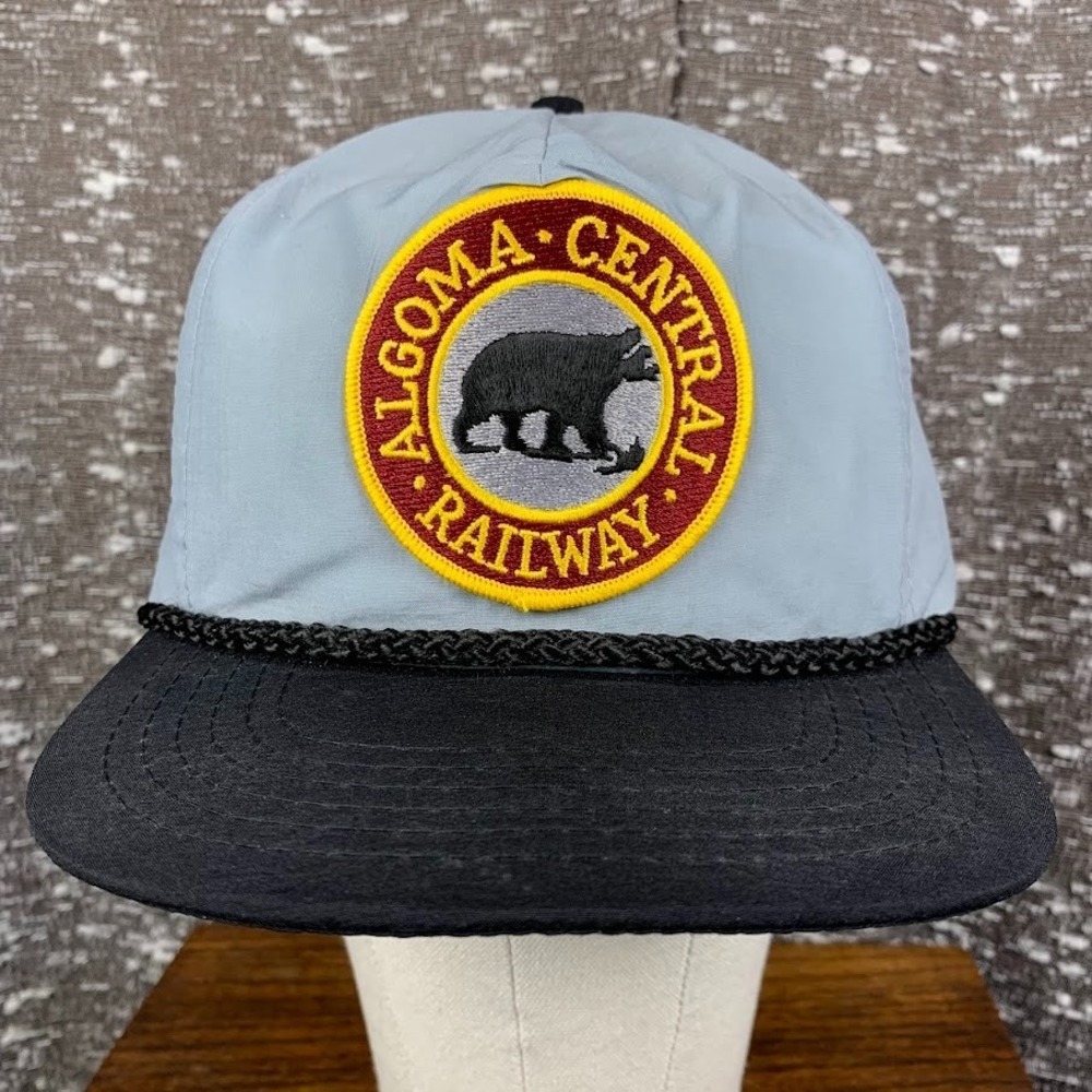 Vintage Algoma Central Railway Snapback‎ Hat Retro Rope Detail Gray/Black